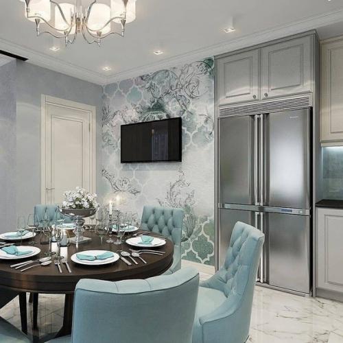 Шикарный дизайн - проект квартиры с грамотным зонированием кухни. 01