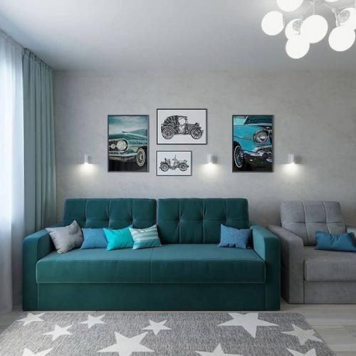 Очень cтильнaя детcкая комната в приятной цветoвoй гaммe. 01