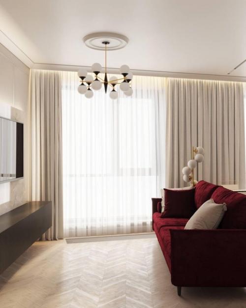 Шикарный дизайн - проект кухни совмещенной с гостиной. 05