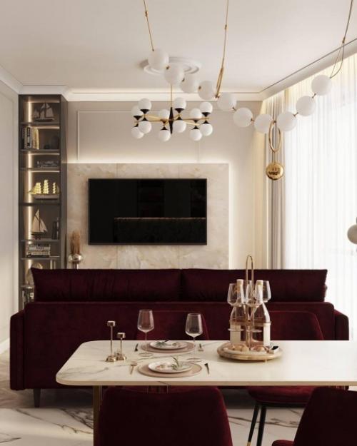 Шикарный дизайн - проект кухни совмещенной с гостиной. 06