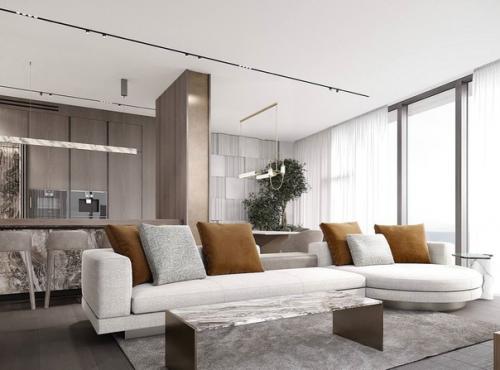 Необычная архитектура квартиры с декоративными колоннами и цельно - панорамными окнами продиктовала многие дизайнерские решения. 03