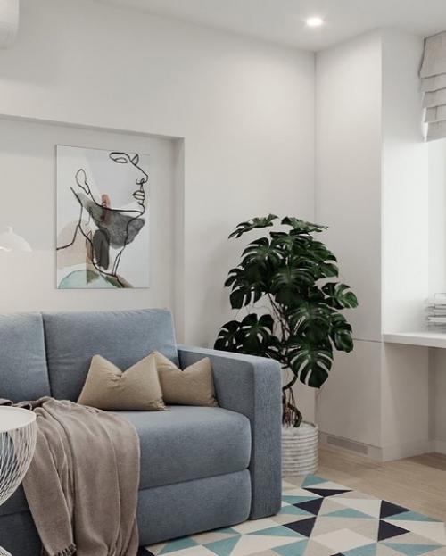 Функциональный эргономичный интерьер, где можно разместить все необходимое на небольшой площади. 01