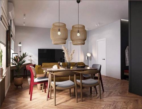 Дизайнеры создали уникальный проект двушки в стиле бохо, используя яркие и необычные решения. 02