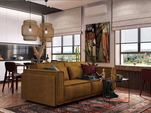 Дизайнеры создали уникальный проект двушки в стиле бохо, используя яркие и необычные решения. 03