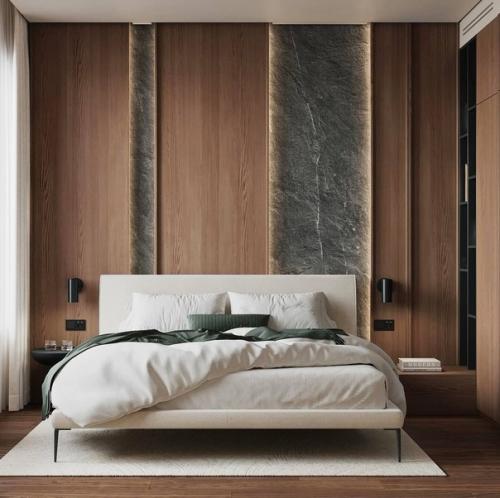 Дерево и камень в интерьере квартиры. 04