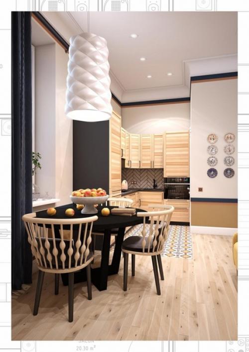 Проект маленькой студии с кухней икеа. 03