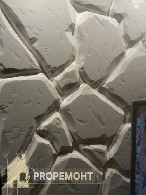 Наша поделка решили сделать отделку стены и камина под камень. 01