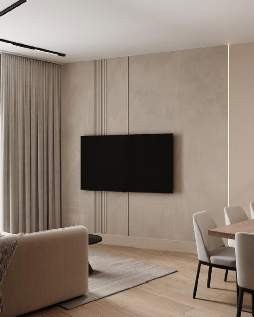 Светлый и стильный интерьер кухни - гостиной. 06