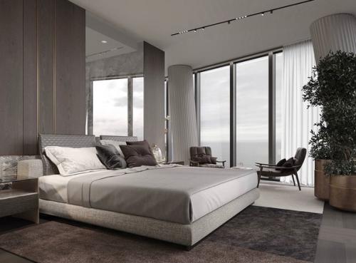 Необычная архитектура квартиры с декоративными колоннами и цельно - панорамными окнами продиктовала многие дизайнерские решения. 04