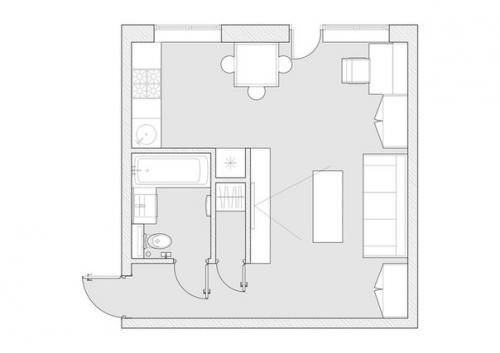 Современный дизайн однокомнатной квартиры - хрущевки 30 кв. 09
