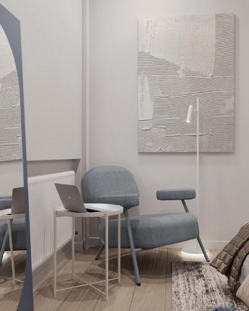 Функциональный эргономичный интерьер, где можно разместить все необходимое на небольшой площади. 05