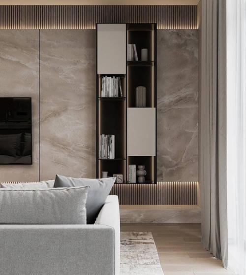 Интерьер кухни - гостиной в приятной цветовой гамме. 05