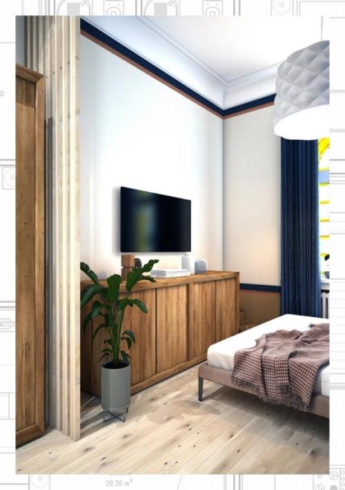 Проект маленькой студии с кухней икеа. 07