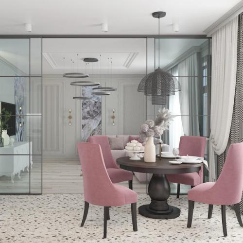 Дизайн - проект нежной кухни - гостиной в частном доме, площадью 15 кв. 01