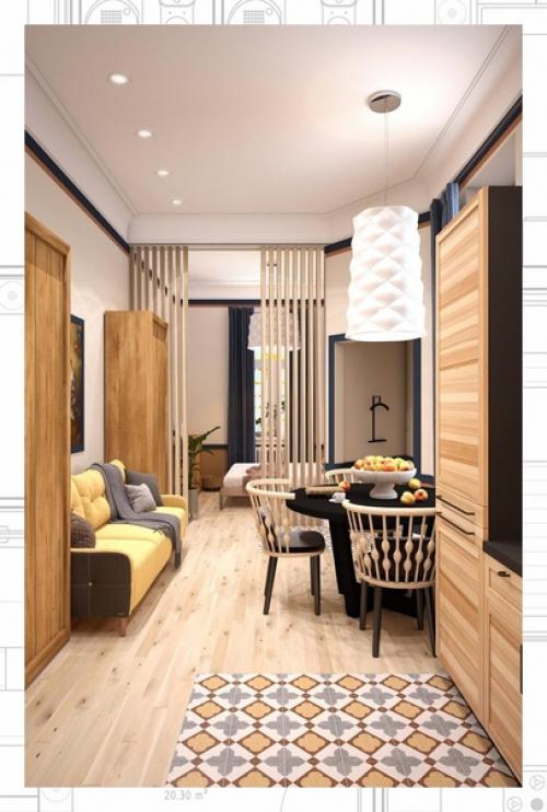 Проект маленькой студии с кухней икеа. 04