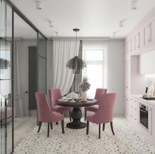 Дизайн - проект нежной кухни - гостиной в частном доме, площадью 15 кв. 02