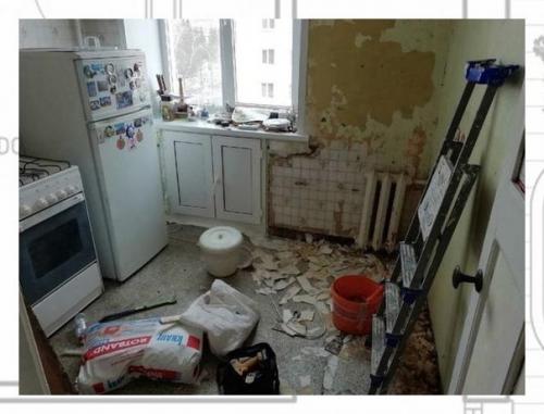 Сделали бабушке сюрприз и отремонтировали её старенькую кухню в хрущёвке. 01