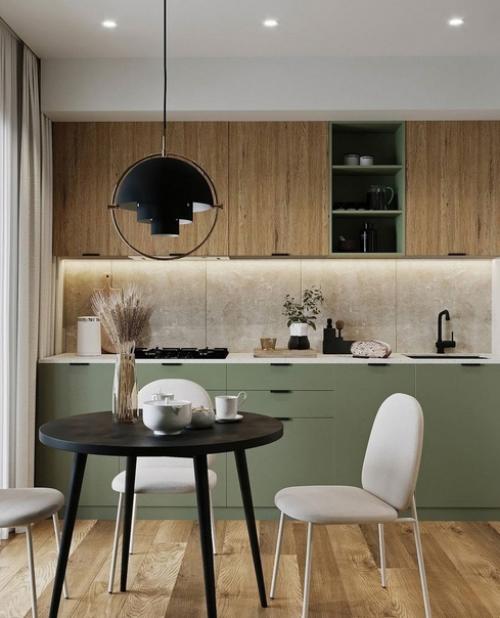 Простой и понятный интерьер кухни - гостиной в однокомнатной квартире молодой семейной пары. 04