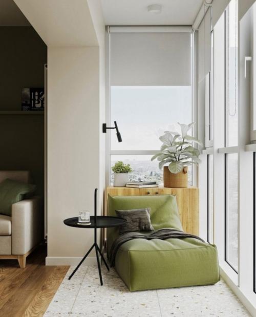 Простой и понятный интерьер кухни - гостиной в однокомнатной квартире молодой семейной пары. 05