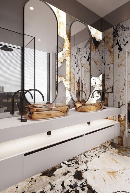 Необычная архитектура квартиры с декоративными колоннами и цельно - панорамными окнами продиктовала многие дизайнерские решения. 06