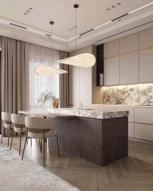 Планировку специально сделали так, развернув диван в центр комнаты. 02