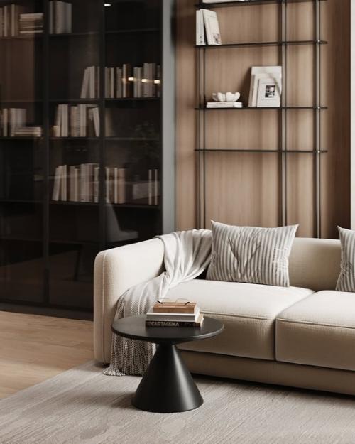 Светлый и стильный интерьер кухни - гостиной. 05