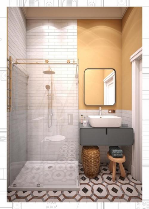 Проект маленькой студии с кухней икеа. 08