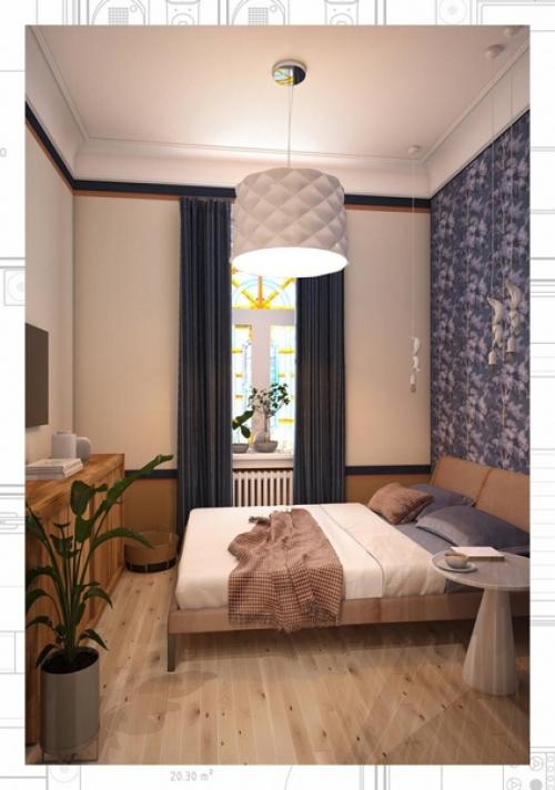 Проект маленькой студии с кухней икеа. 06