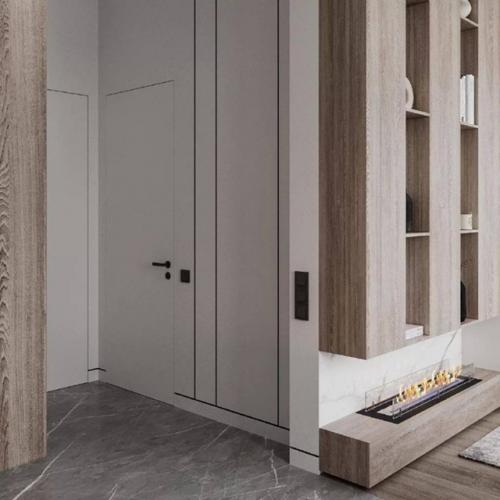 В интерьере этой кухни - гостиной, площадью 24 квадратных метров, отделка в светлых оттенках бежевого, серого и белого цвета. 07