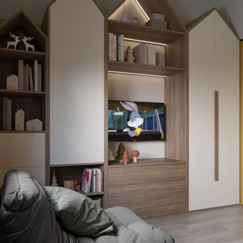 Детская комната в мансарде загородного дома. 04