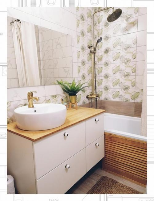 Дерево в ванной комнате особые тактильные ощущения дарит. 02