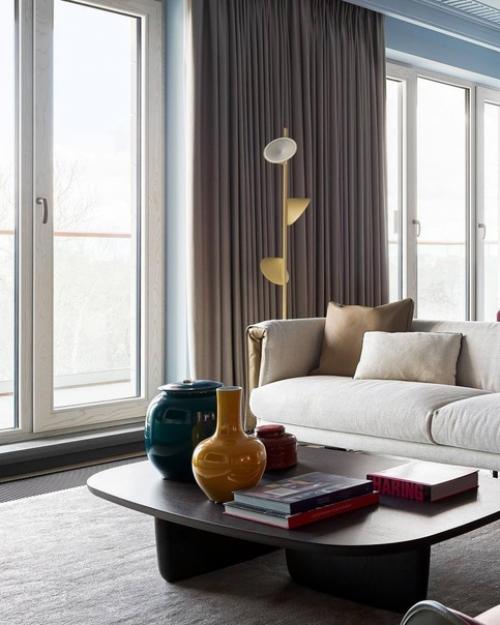 Реализованный интерьер кухни - гостиной для тех кому нравится дизайн поярче и насыщеннее. 05