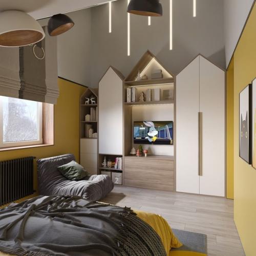 Детская комната в мансарде загородного дома. 02