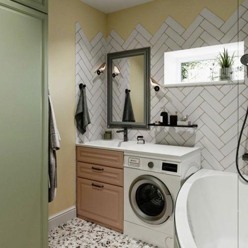 Дизайн теплой уютной ванной комнаты. 01