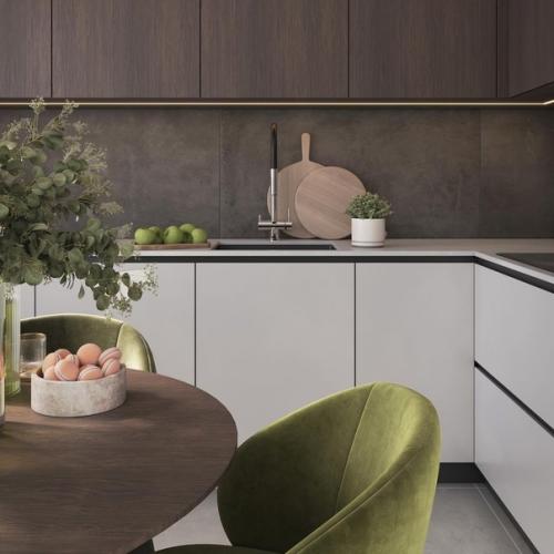 В интерьер, построенный на сочетании природных оттенков, легко впустить цвет. 01