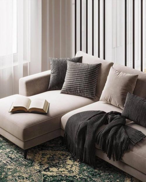 Брутальный, но при этом очень утончённый интерьер кухни - гостиной площадью 38 кв. 03