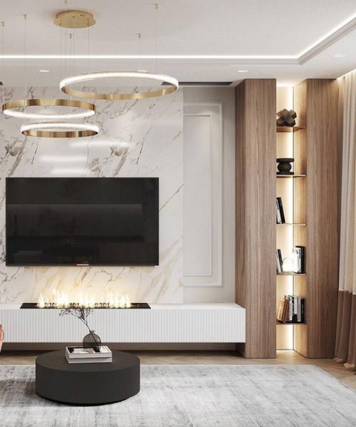 Акцентный, яркий интерьер кухни - гостиной и прихожей. 06