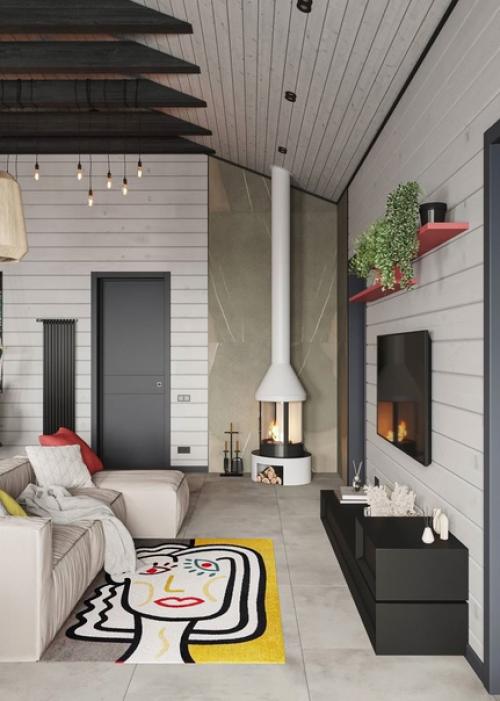 Дизайн - проект дома с яркими акцентами. 01