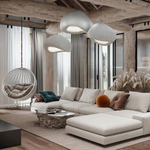 Стильный дизайн - проект гостиной с самыми горячими трендами. 05