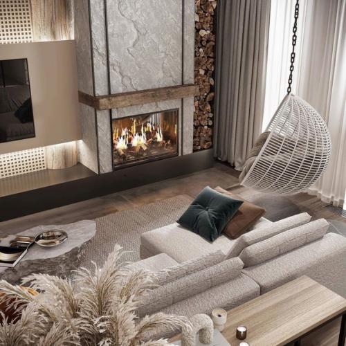 Стильный дизайн - проект гостиной с самыми горячими трендами. 06