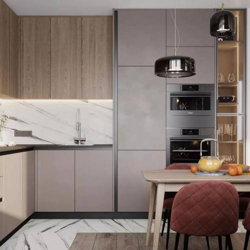 Создание интерьера в тёплых светлых оттенках - это то что нужно для современной кухни - гостиной в современном стиле. 01