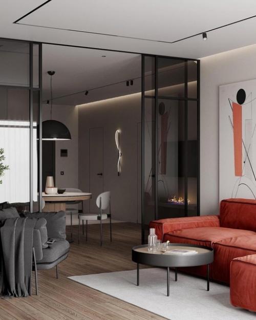 Доброе утро.  Мы начинаем со стильного интерьера кухни - гостиной, площадью 40 кв. 07