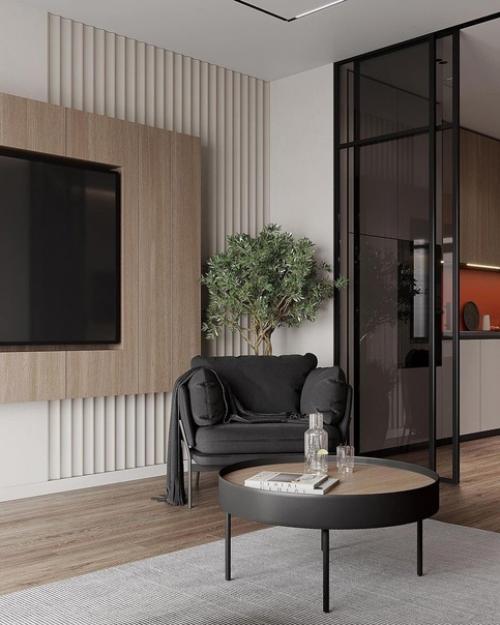 Доброе утро.  Мы начинаем со стильного интерьера кухни - гостиной, площадью 40 кв. 08