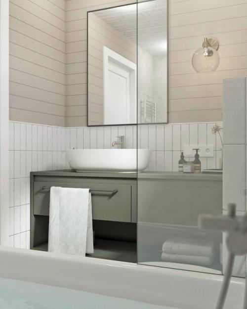 Минимализм, который работает на уют: в этой ванной комнате нет ничего лишнего, только чистые линии, естественные оттенки и продуманные детали. 02