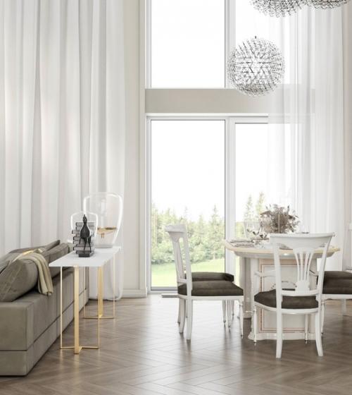 Загородный дом.  Основной задачей, которую поставили перед дизайнером, было не перегрузить интерьер, чтобы не затмить вид из панорамных окон. 02