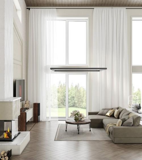 Загородный дом.  Основной задачей, которую поставили перед дизайнером, было не перегрузить интерьер, чтобы не затмить вид из панорамных окон. 05