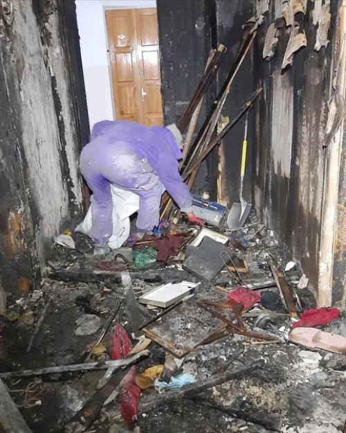 После пожара.  Один из самых сложных объектов из-за условий. 06