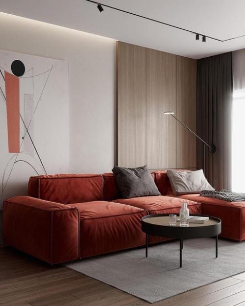 Доброе утро.  Мы начинаем со стильного интерьера кухни - гостиной, площадью 40 кв. 05