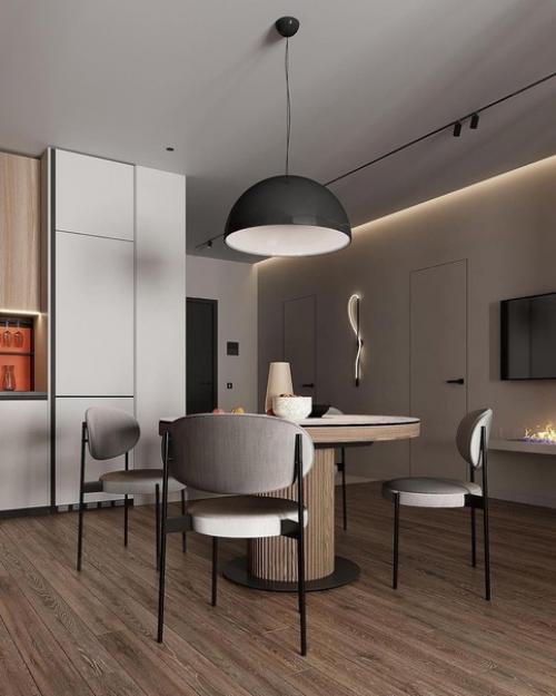 Доброе утро.  Мы начинаем со стильного интерьера кухни - гостиной, площадью 40 кв. 02