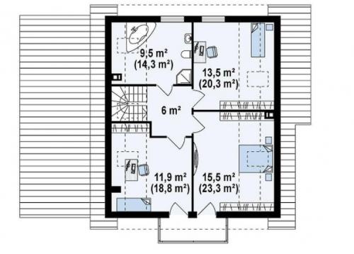 Классический одноэтажный коттедж. 02